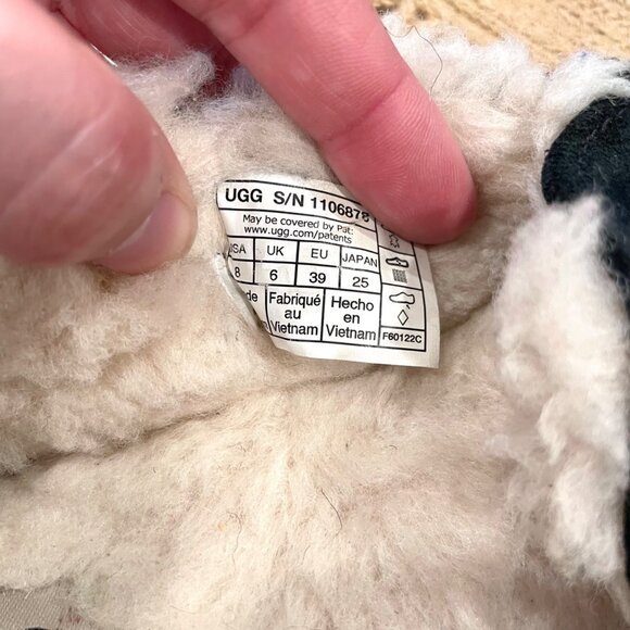 UGG Ansley Water-Resistant Suede Wool Lined Moccasin Slippers Size 8 Black - Picture 9 of 13